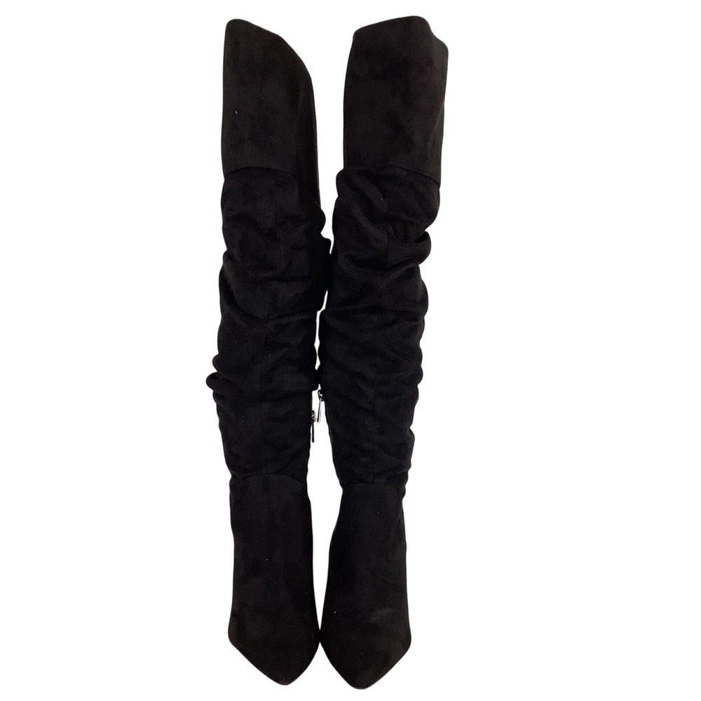 Jessica Simpson Anitah Black Faux Suede Over The Knee Slouch Boots Heel Size 8M
